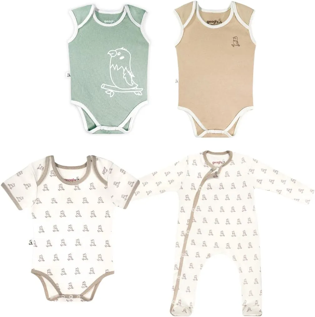 0-3 Months Organic Cotton Gender Neutral Newborn Clothing Set Infant Unisex Baby Girl Boy Bodysuit Home Coming Baby Shower Essentials Gift