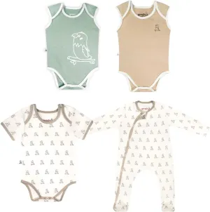 0-3 Months Organic Cotton Gender Neutral Newborn Clothing Set Infant Unisex Baby Girl Boy Bodysuit Home Coming Baby Shower Essentials Gift