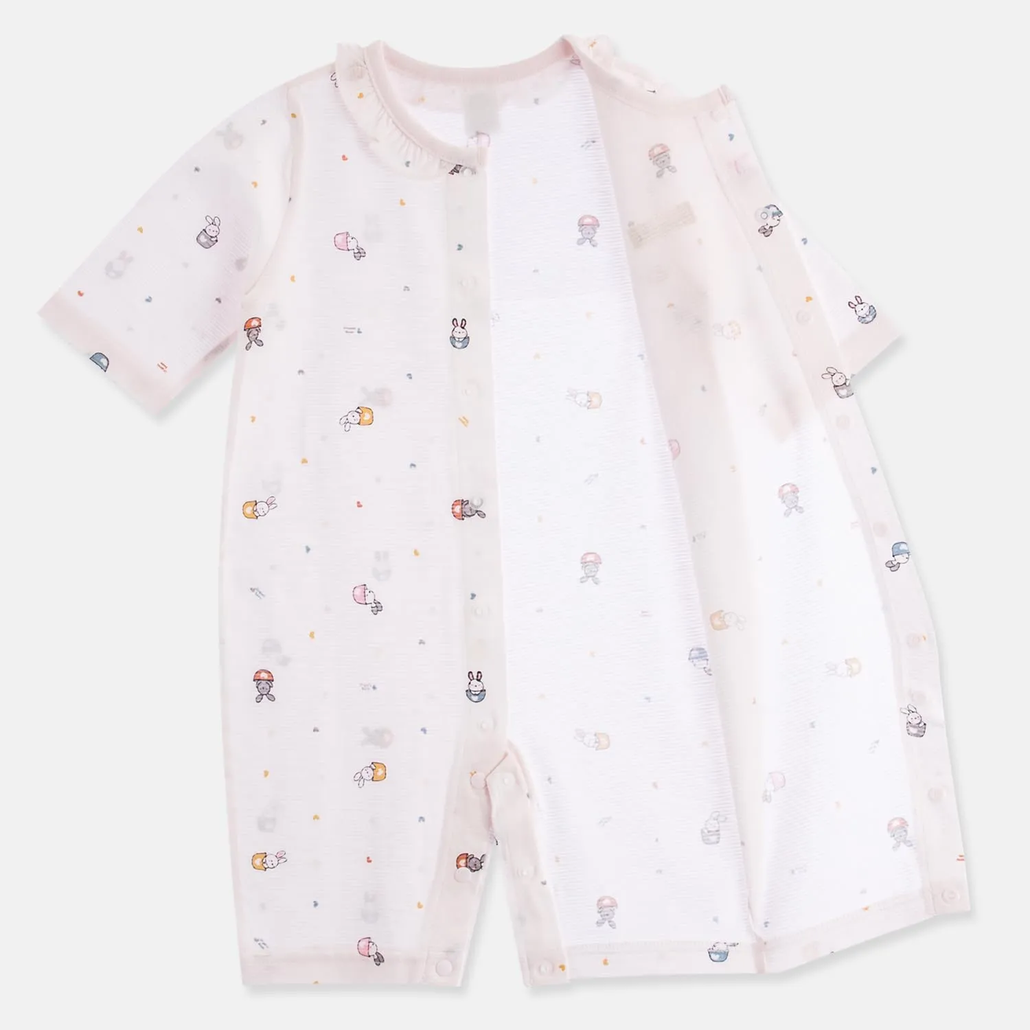 100% Certified Organic Cotton Baby Lightweight Jacquard Outfit Three-Quarter Sleeve Snap-up Rompers Girl Boy