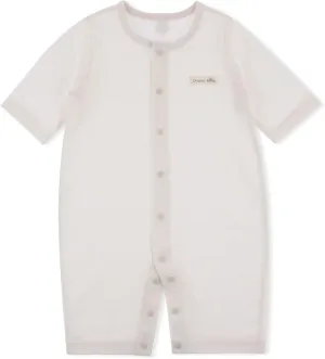 100% Certified Organic Cotton Baby Lightweight Jacquard Outfit Three-Quarter Sleeve Snap-up Rompers Girl Boy