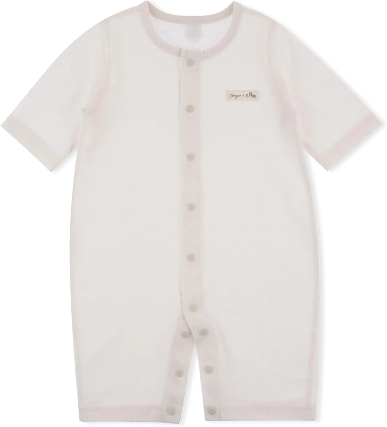 100% Certified Organic Cotton Baby Lightweight Jacquard Outfit Three-Quarter Sleeve Snap-up Rompers Girl Boy