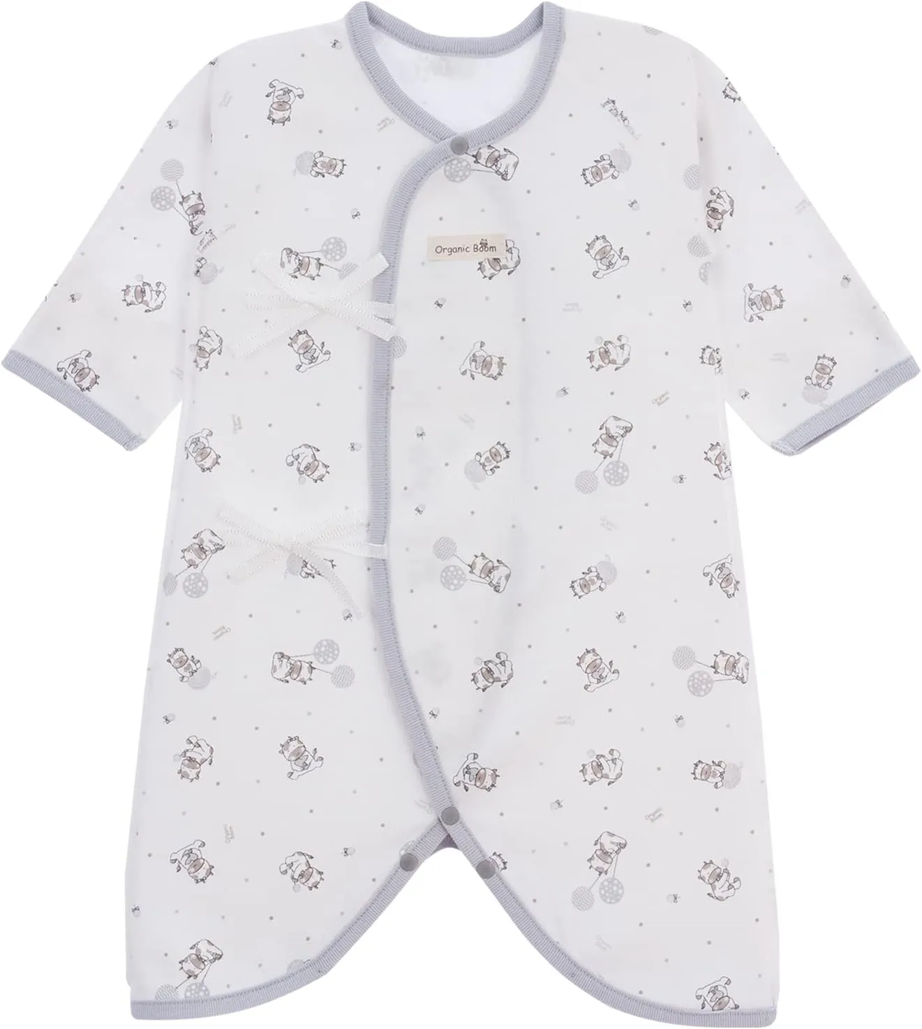 100% Certified Organic Cotton Korean Kimono Newborn Baby Clothes Relaxed Outfit LongSleeve Romper 0-6 Months Mitten Cuffs