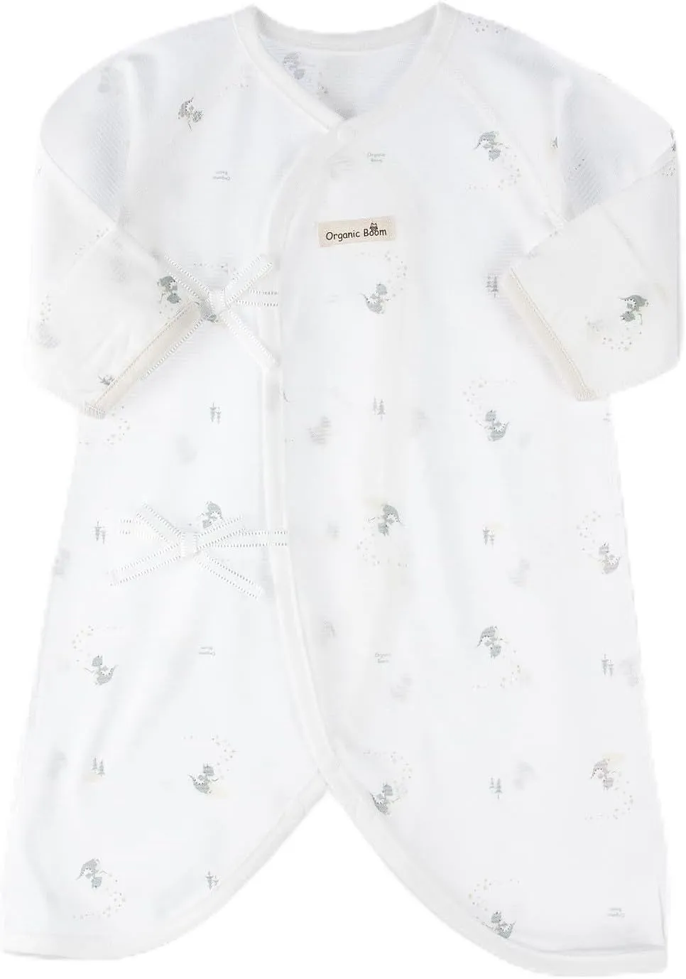 100% Organic Cotton Korean Kimono Newborn Baby Summer Thin Relaxed Outfit LongSleeve Breathable Romper 0-6M With Mitten Cuffs