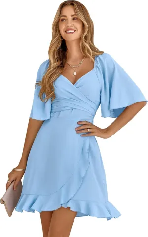 3/4 Sleeve Layered Tunic - V-Neck Loose Fit Summer Office Blouse