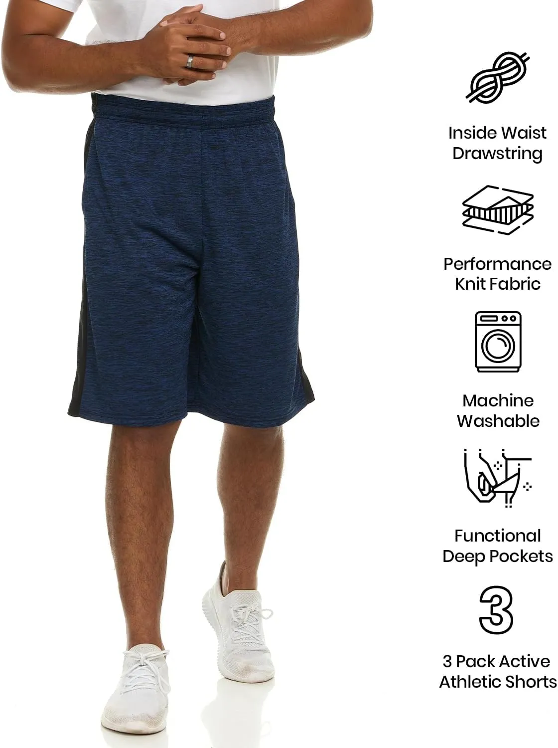 5 Pack: Men's Dry-Fit Sweat Resistant Active Athletic Performance Shorts