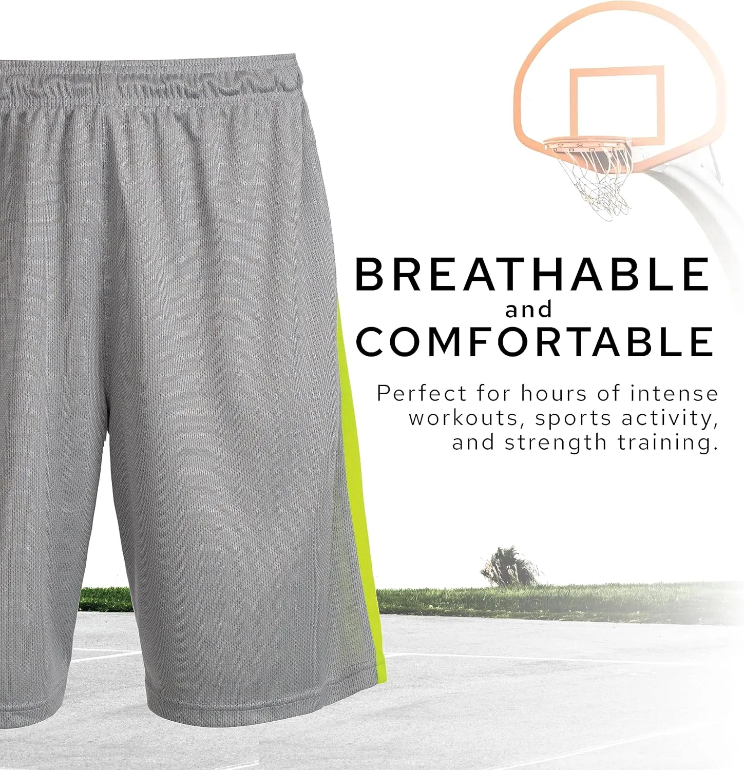 5 Pack: Men's Dry-Fit Sweat Resistant Active Athletic Performance Shorts