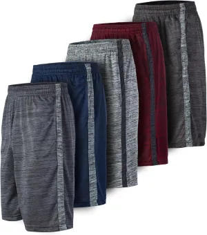 5 Pack: Men's Dry-Fit Sweat Resistant Active Athletic Performance Shorts