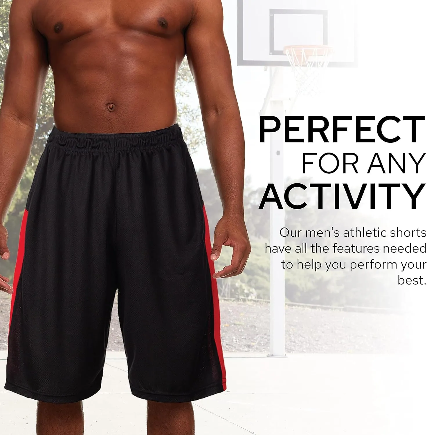 5 Pack: Men's Dry-Fit Sweat Resistant Active Athletic Performance Shorts