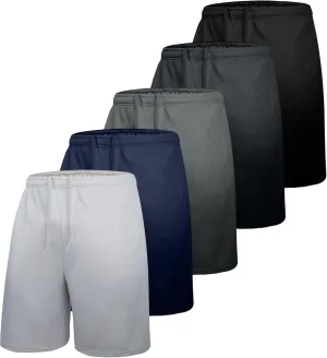 5 Pack Men's Workout Shorts Performance Dry Fit Athletic Gym 7 inch Inseam Lightweight Shorts with Pockets