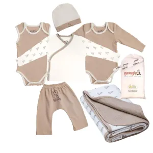 6 pcs Clothing Gift Set Organic Cotton Gender Neutral Newborn Layette Unique Premium Unisex Preemie Baby Boy Girl