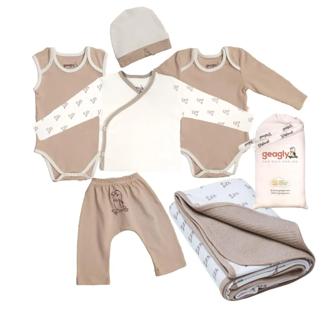 6 pcs Clothing Gift Set Organic Cotton Gender Neutral Newborn Layette Unique Premium Unisex Preemie Baby Boy Girl