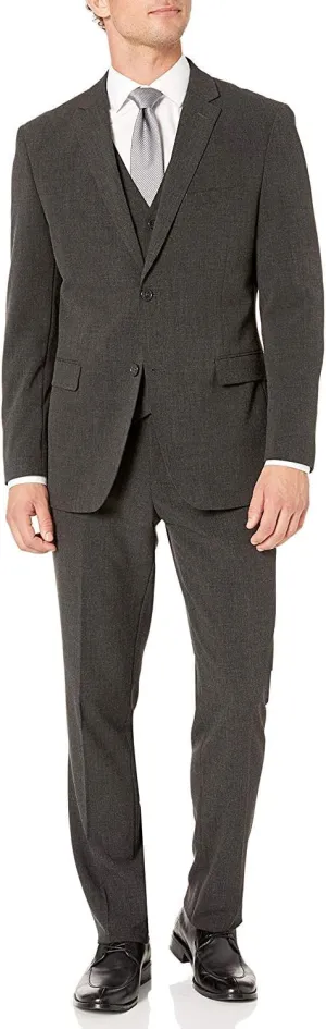 Adam Baker Men's Single Breasted Stretch Slim Fit Stretch 2-Button Vested Suit Set - Colors