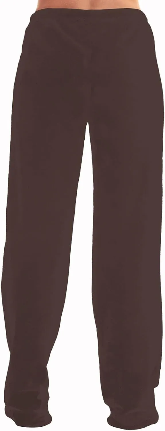 ADHOWBEW Flannel Pajamas Women Breathable Sleep Pants Fleece Comfy Solid Color Bottoms Relaxed Fit Elastic Waist Pjs