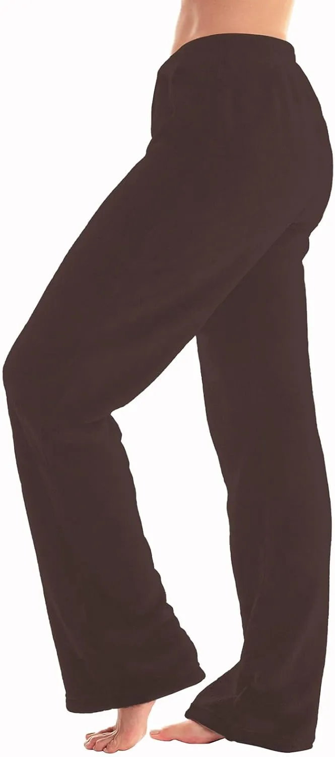 ADHOWBEW Flannel Pajamas Women Breathable Sleep Pants Fleece Comfy Solid Color Bottoms Relaxed Fit Elastic Waist Pjs