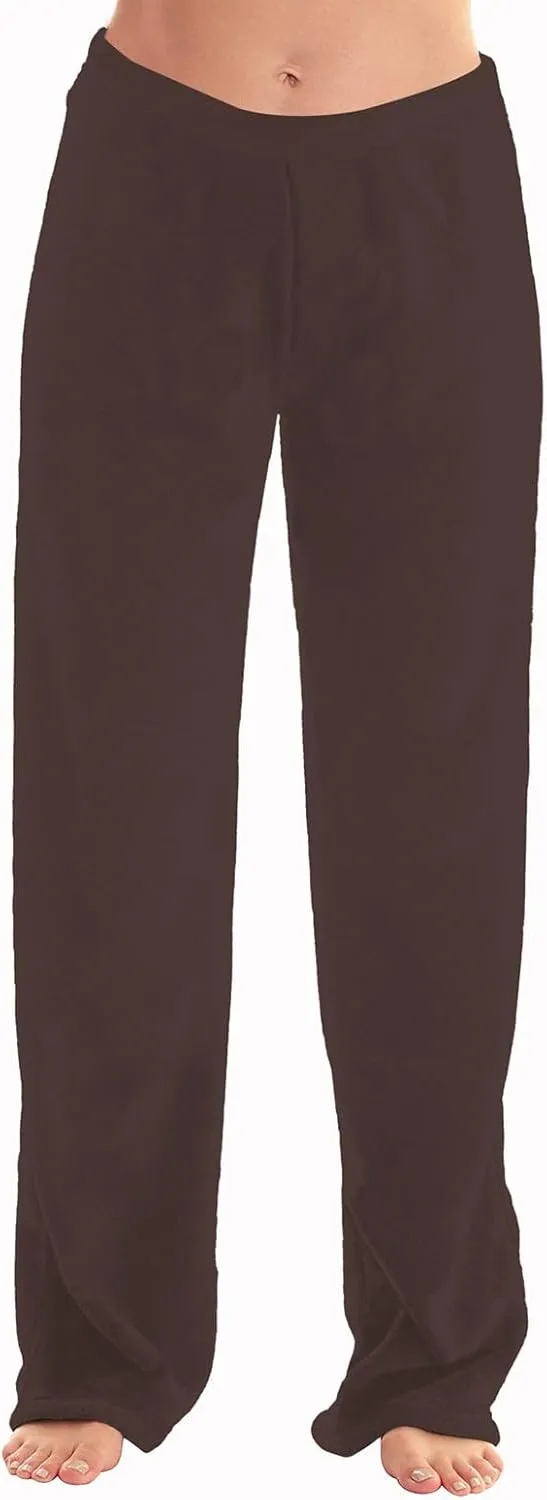 ADHOWBEW Flannel Pajamas Women Breathable Sleep Pants Fleece Comfy Solid Color Bottoms Relaxed Fit Elastic Waist Pjs