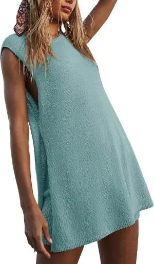 Adoeren Women Knit Pajamas Sets Casual Loose Sleeveless Tank Top Biker Shorts Summer Lounge 2 Piece Sleepwear Pj Outfits