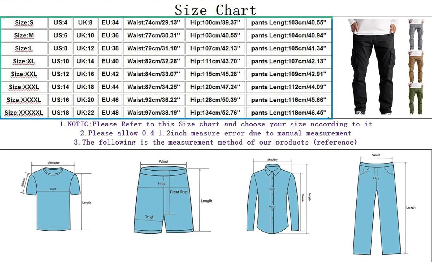 Alalaso Men's Cargo Pants Tapered Workwear Linen Cargo Stretch Twill Cargo Jogger Sweatpants Outdoor Pants