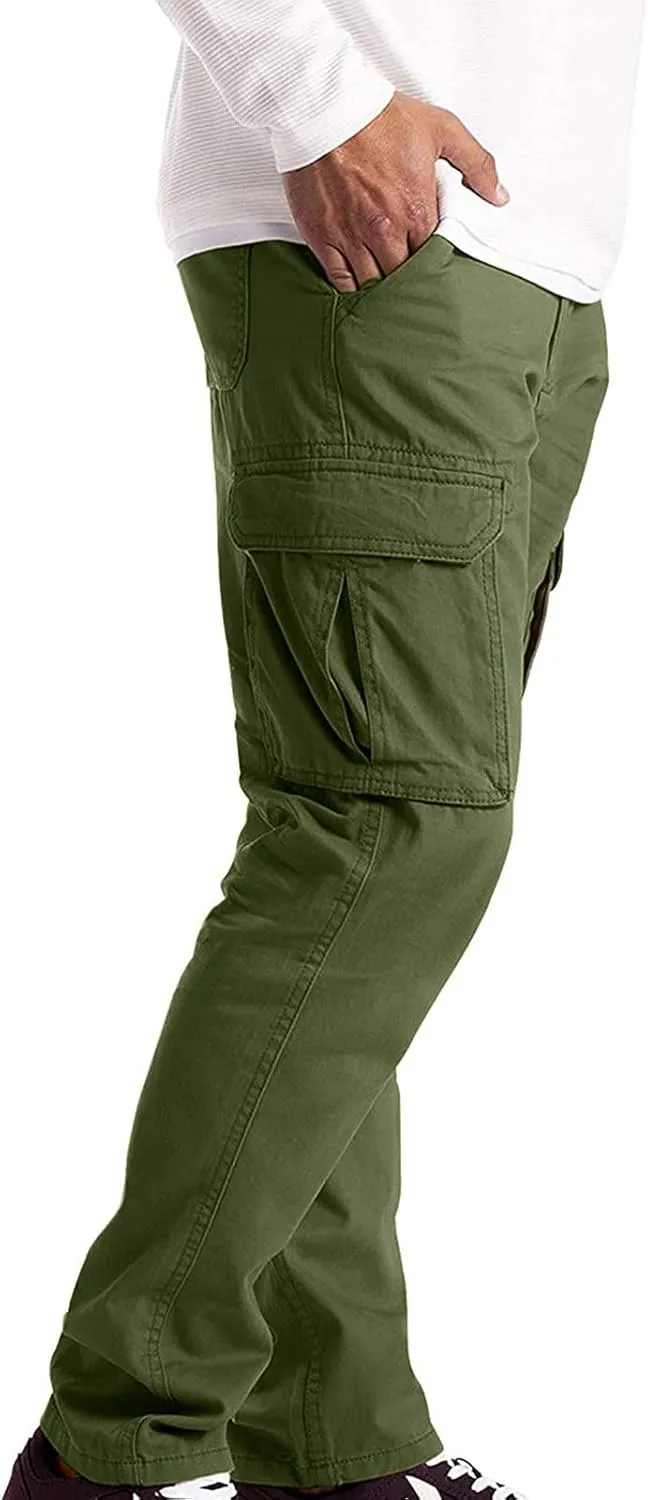 Alalaso Men's Cargo Pants Tapered Workwear Linen Cargo Stretch Twill Cargo Jogger Sweatpants Outdoor Pants