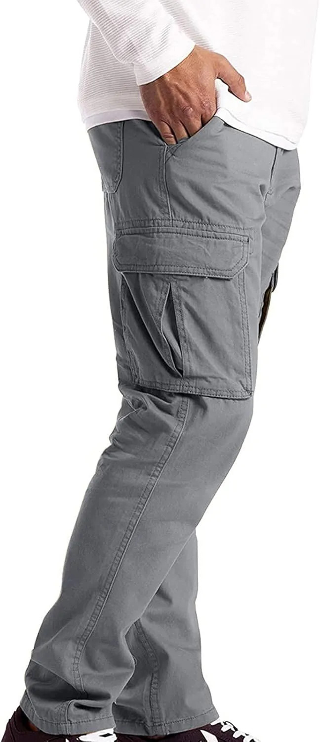 Alalaso Men's Cargo Pants Tapered Workwear Linen Cargo Stretch Twill Cargo Jogger Sweatpants Outdoor Pants
