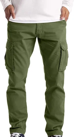 Alalaso Men's Cargo Pants Tapered Workwear Linen Cargo Stretch Twill Cargo Jogger Sweatpants Outdoor Pants