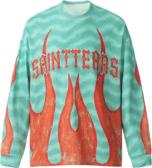 Arnodefrance Unisex Vintage Graphic Printing Long Sleeve Shirt Oversized Tee Shirt Cotton Long Sleeve Shirts
