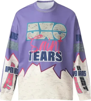 Arnodefrance Unisex Vintage Graphic Printing Long Sleeve Shirt Oversized Tee Shirt Cotton Long Sleeve Shirts