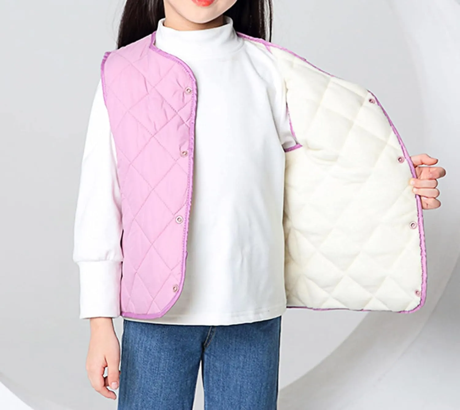 Baby Girls Lightweight Down Vest Coat Winter Warm Stand Collar Puffer Padded Sleeveless Waistcoat with
