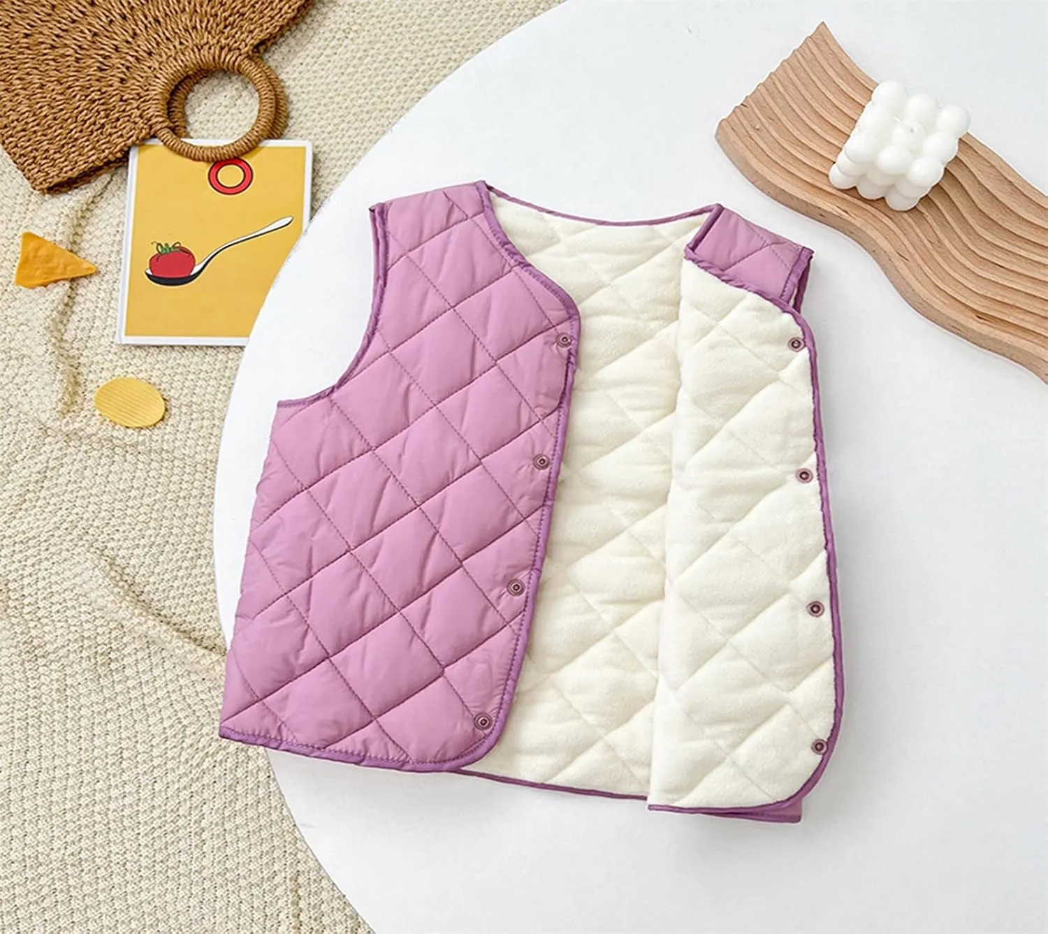 Baby Girls Lightweight Down Vest Coat Winter Warm Stand Collar Puffer Padded Sleeveless Waistcoat with