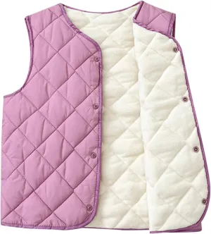 Baby Girls Lightweight Down Vest Coat Winter Warm Stand Collar Puffer Padded Sleeveless Waistcoat with