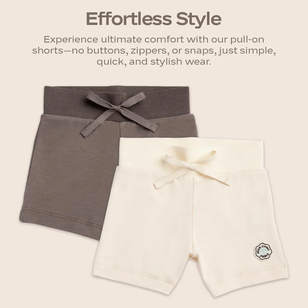 Baby Shorts, 100% Organic Cotton Baby Clothes, Soft Pull-On Joggers, Security Tracker Pocket, Infant Toddler