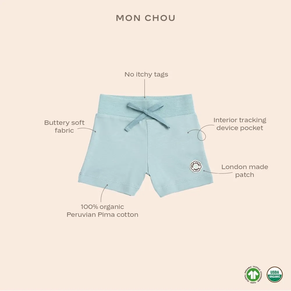 Baby Shorts, 100% Organic Cotton Baby Clothes, Soft Pull-On Joggers, Security Tracker Pocket, Infant Toddler