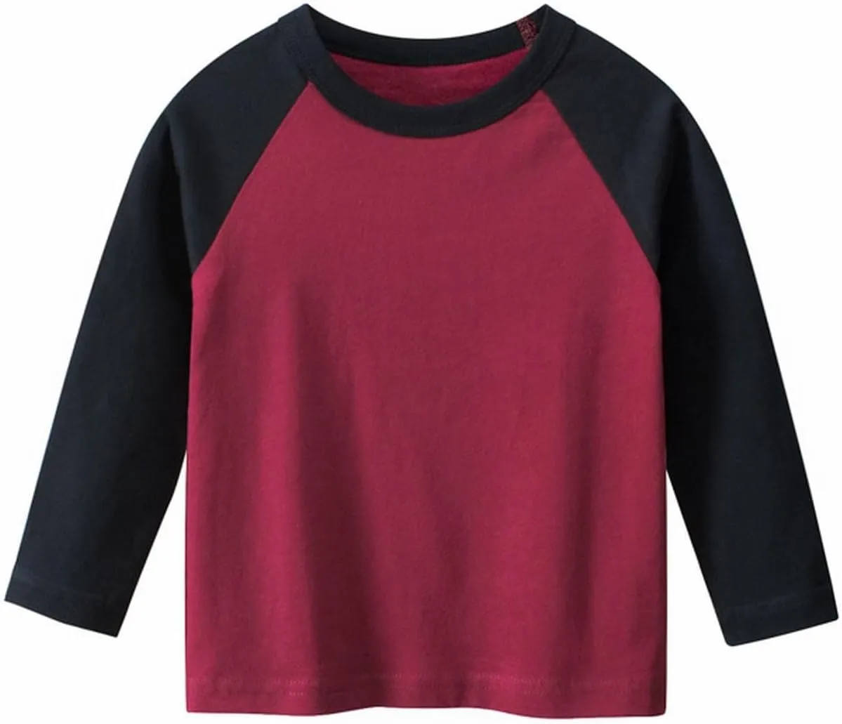 Baby Toddler Boys Girls Color Block Casual Tee Jersey Boy Girl's Pullover Kids Long Sleeve T-Shirt Fall Clothes