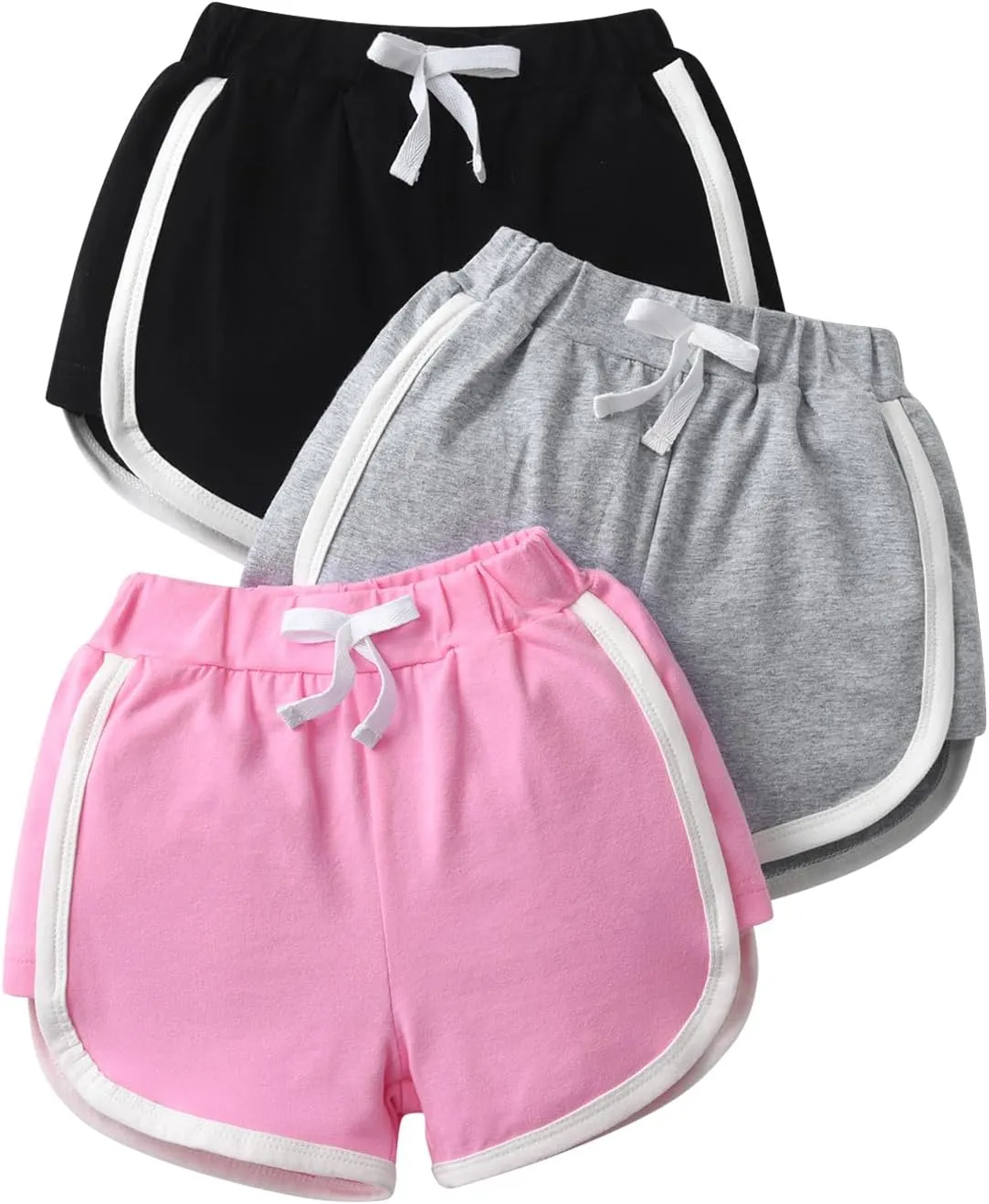 Baby Toddler Girls 3 Pack Shorts Solid Elastic Waist Casual Sports Short Pants Summer Outfit