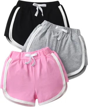 Baby Toddler Girls 3 Pack Shorts Solid Elastic Waist Casual Sports Short Pants Summer Outfit