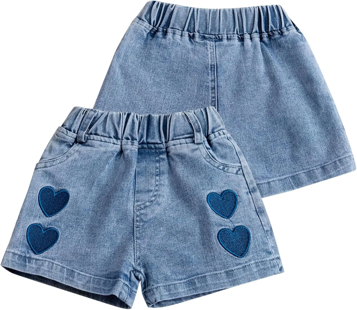 Baby Toddler Girls Denim Shorts Casual Summer High Waisted Embroidered Love Print Jeans Short with Shorts Baby Girl Set