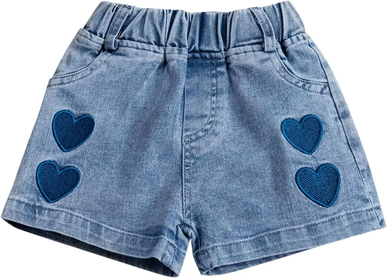 Baby Toddler Girls Denim Shorts Casual Summer High Waisted Embroidered Love Print Jeans Short with Shorts Baby Girl Set