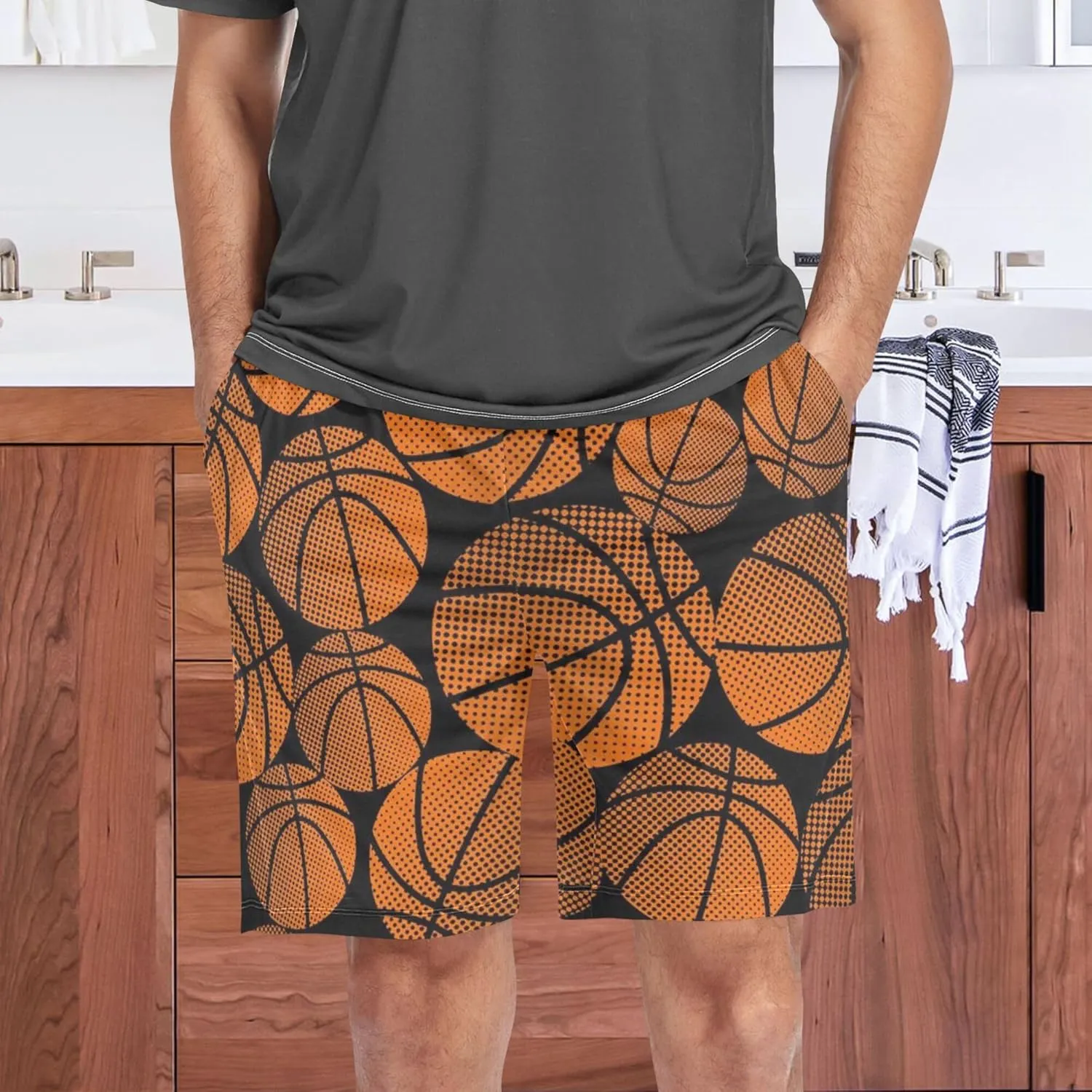 Basketball Pattern Men's Pajama Pants Shorts Sleepwear Lounge Pajama Bottoms