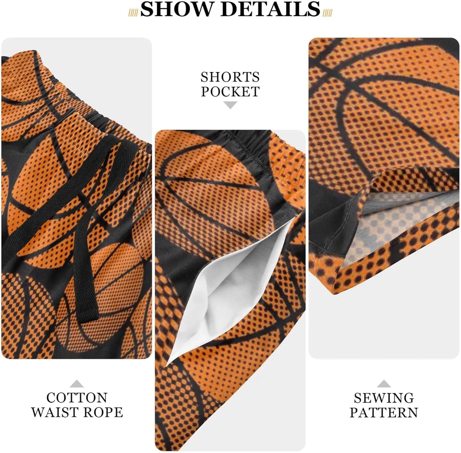 Basketball Pattern Men's Pajama Pants Shorts Sleepwear Lounge Pajama Bottoms