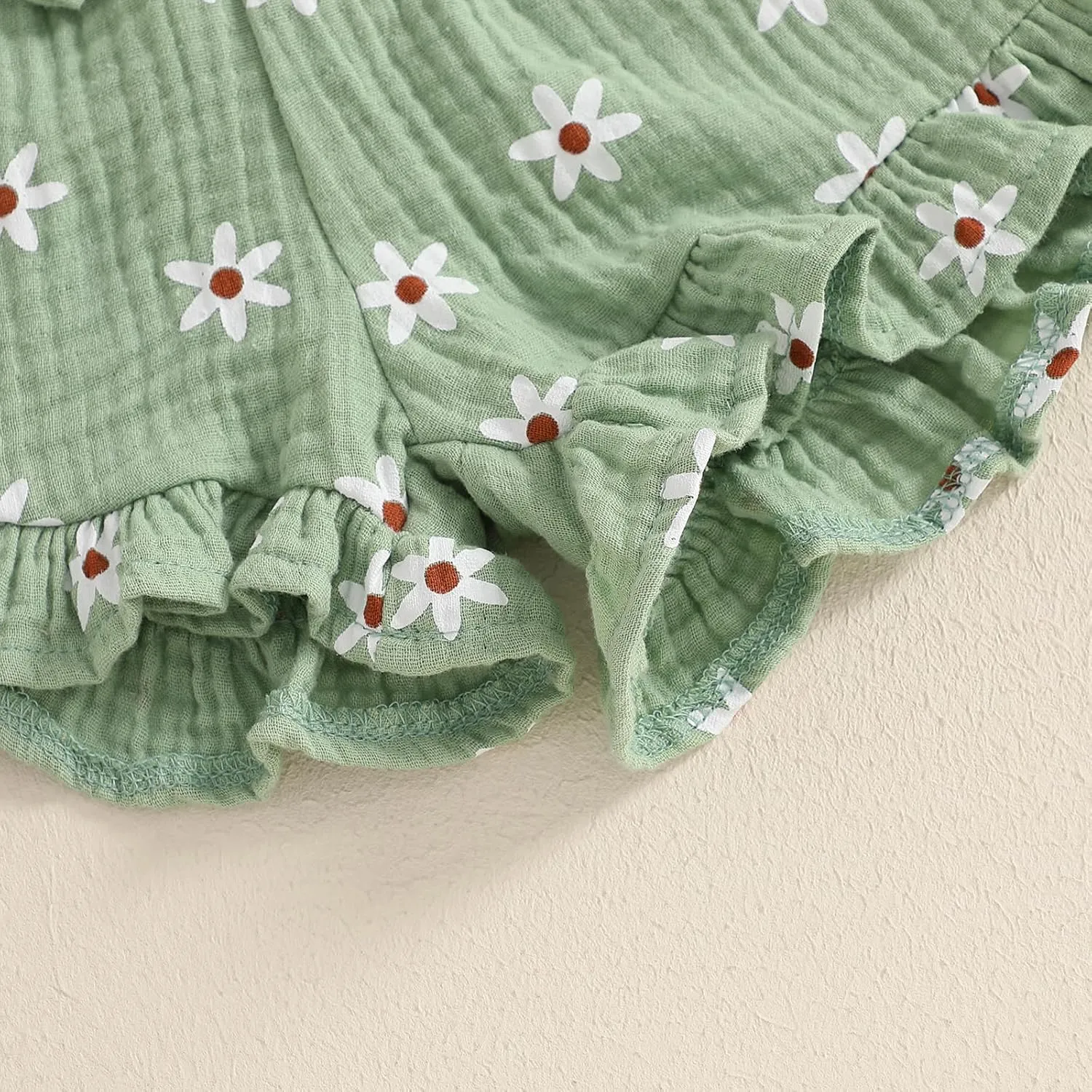 BemeyourBBs Summer Toddler Girl Clothes Baby Girl Ruffle Sleeveless Shirt with Buttons Bow Bloomers Shorts Set Cute Outfits