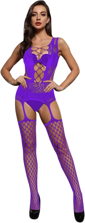 Bodysuit for Women Lace Chemise Babydoll Push Up Strappy Sleepwear Tights Sexy with Chain Garter Belt Mini Bodysuit