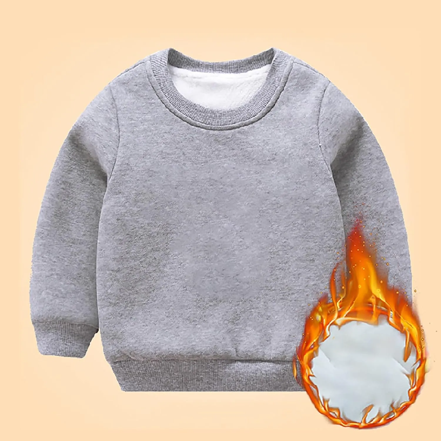 Boys and Toddlers' Winter Sherpa Lined Crewneck Sweatshirt Cotton Shirt Pullover Tops Kids Girls Fleece Sweatshirt