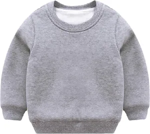 Boys and Toddlers' Winter Sherpa Lined Crewneck Sweatshirt Cotton Shirt Pullover Tops Kids Girls Fleece Sweatshirt