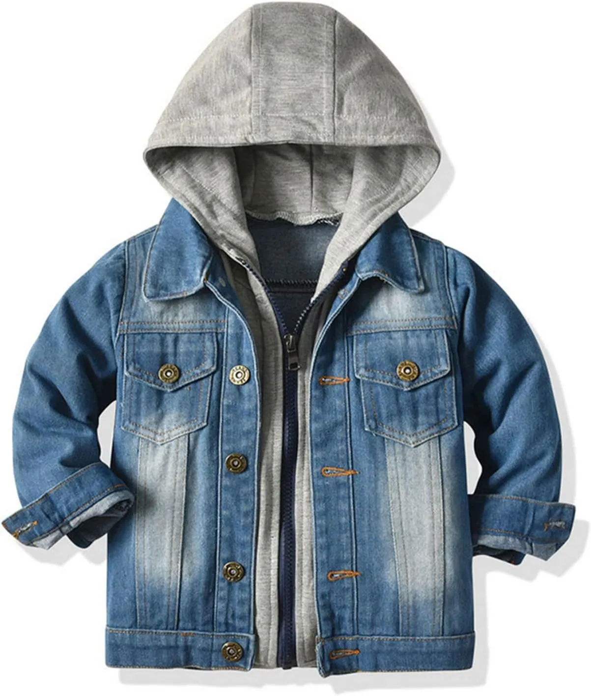 Boys' Basic Denim Trucker Jackets Children Fall Hoodies Trendy Jeans Coats