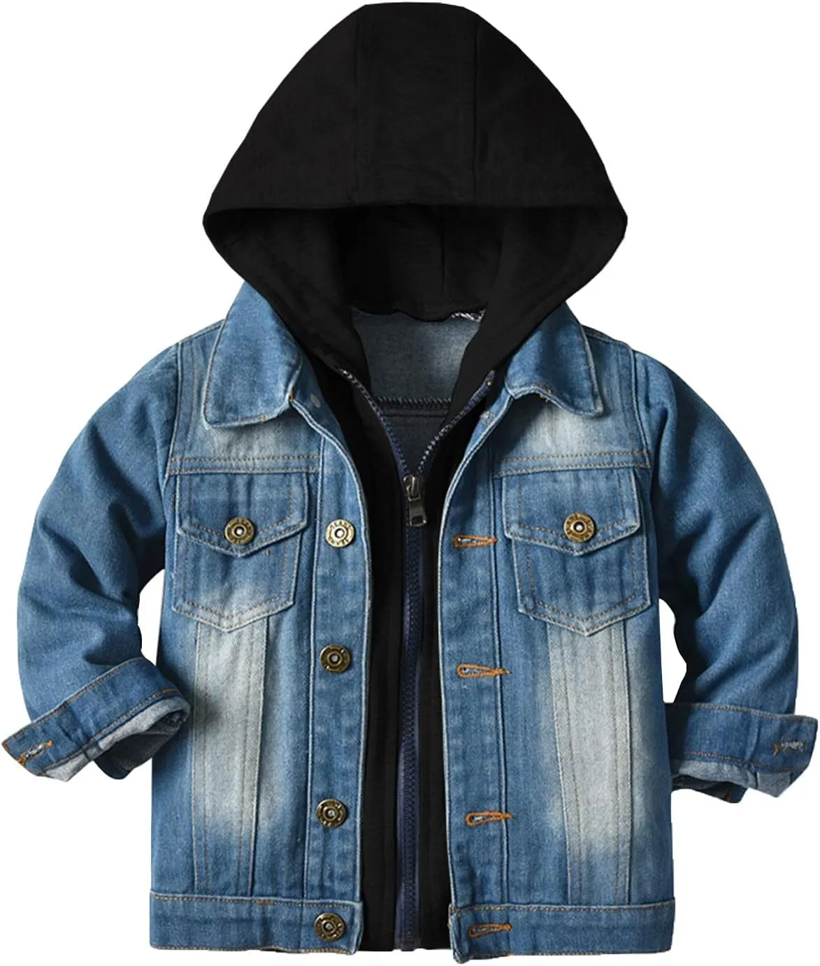 Boys' Basic Denim Trucker Jackets Children Fall Hoodies Trendy Jeans Coats