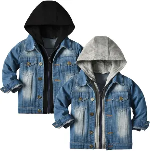 Boys' Basic Denim Trucker Jackets Children Fall Hoodies Trendy Jeans Coats