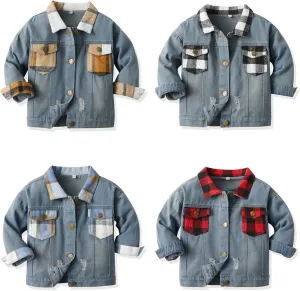 Boys' Basic Denim Trucker Jackets Children Fall Outwear Trendy Jeans Coats Boys' Denim Trucker Jacket