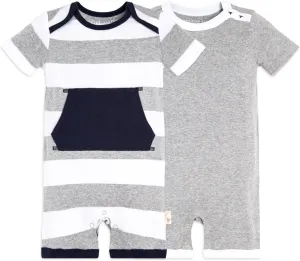 Burt's Bees Baby Baby Boys Short Sleeve Rompers, 100% Organic Cotton One-Piece Coverall and Layette Set