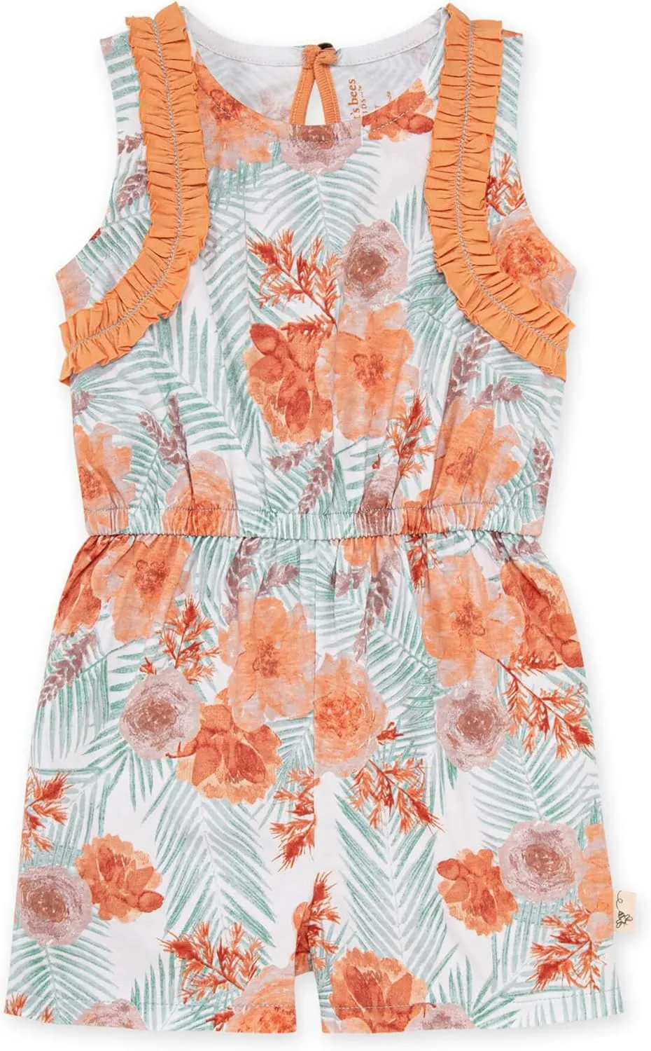 Burt's Bees Baby Baby Girls Romper - 100% Organic Cotton, One-Piece Shortall Girl Outfit for Sizes Newborn to 24 Months