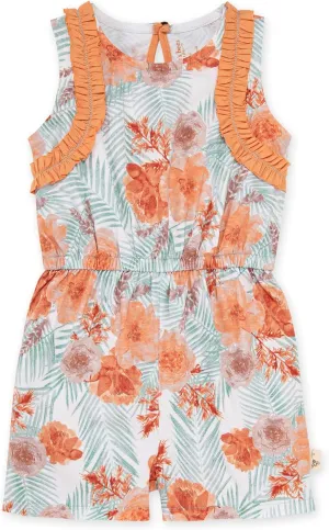 Burt's Bees Baby Baby Girls Romper - 100% Organic Cotton, One-Piece Shortall Girl Outfit for Sizes Newborn to 24 Months