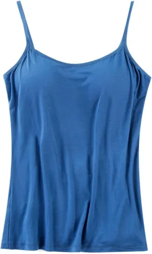 Camisole Tops for Women Built in Bra Spaghetti Strap Workout Yoga Shirts Basic Padded Tank Tops Summer Shelf Bra